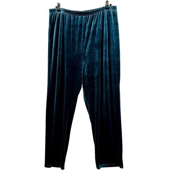 Coldwater Creek Womans Sz XL Pants Pull On Comfort Teal Wide Leg Stretch - Picture 1 of 7